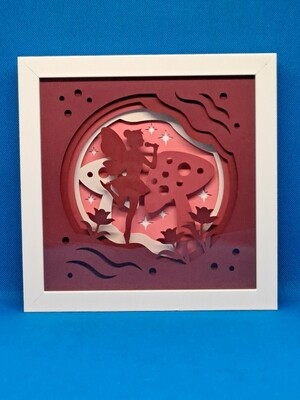 Singing Fairy with Mushrooms Layered 8x8 inch shadowbox