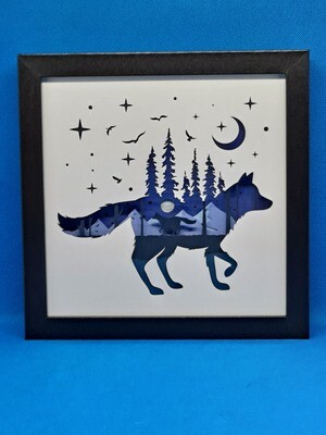 Fox in the Forest Layered 8x8 inch shadowbox