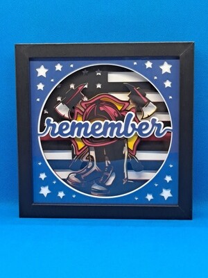 Remember Firefighter Layered 8x8 inch shadowbox