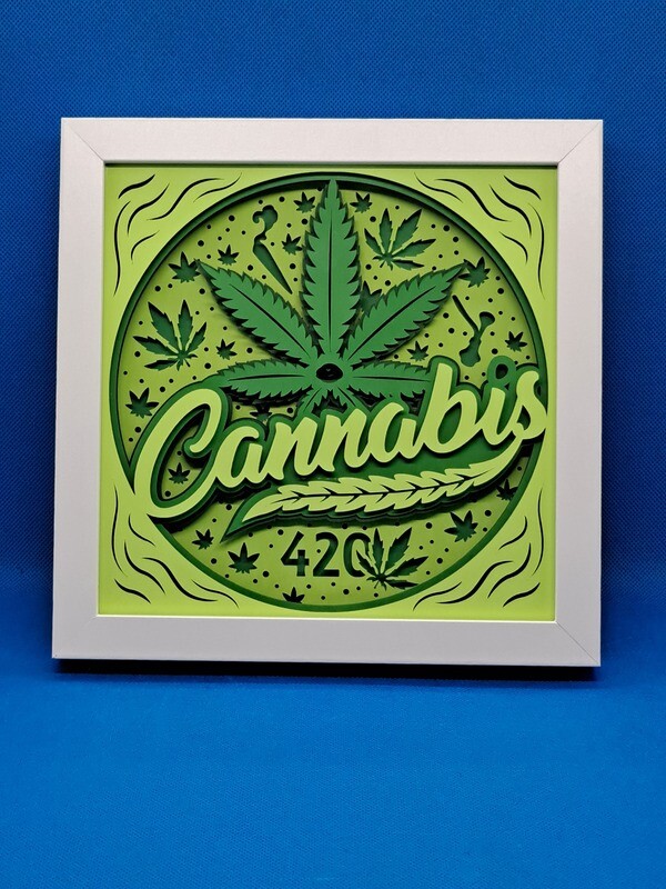 Cannabis leaf 1 8x8 inch shadowbox