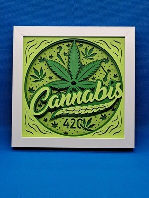 Cannabis leaf 1 8x8 inch shadowbox