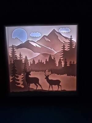 Deer and Mountains 9x9 inch lightbox