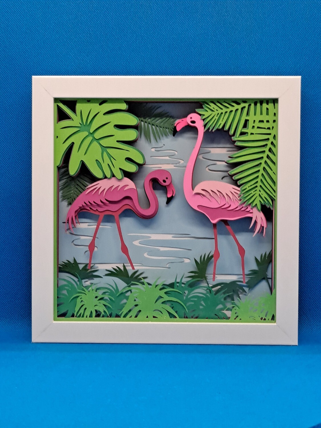 Flamingo Layered 8x8 inch shadowbox