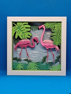 Flamingo Layered 8x8 inch shadowbox