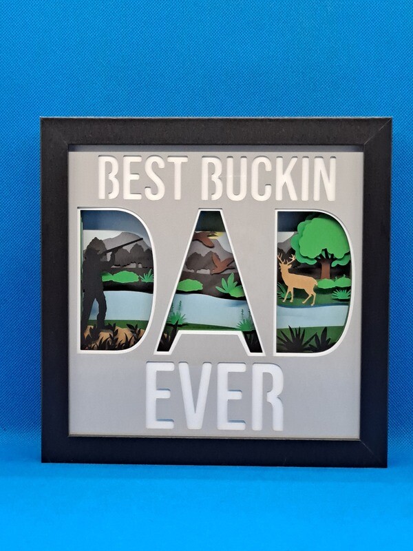 Best Buckin Dad Ever Layered 8x8 inch shadowbox