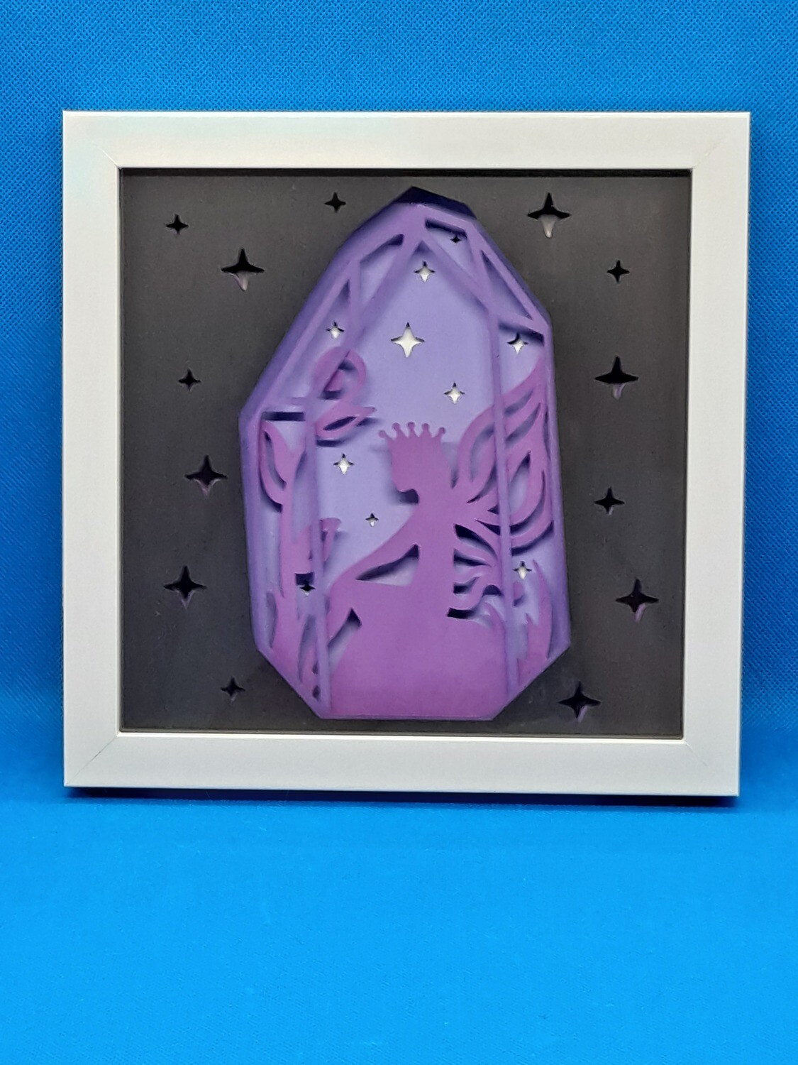 Fairy with Crown with Crystal 8x8 inch shadowbox