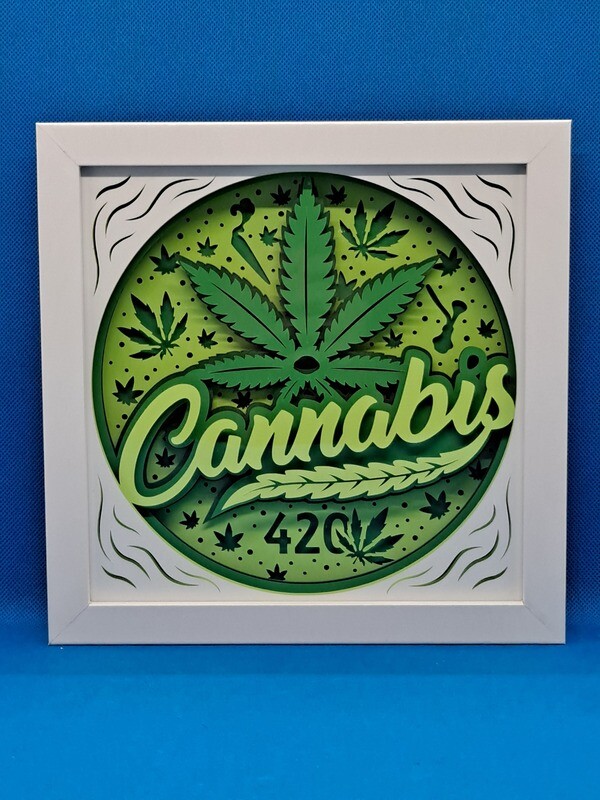 Cannabis leaf 2 8x8 inch shadowbox