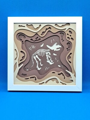 Triceratops Fossil in the Ground Layered 8x8 inch shadowbox