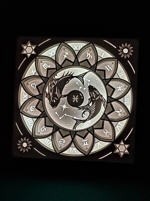 Zodiac Pisces 9x9 inch lightbox