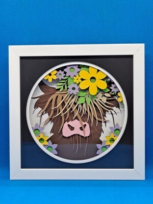 Cow Layered 8x8 inch shadowbox