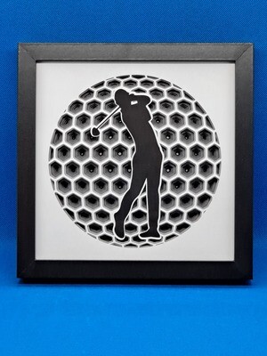 Male Golfer 8x8 inch shadowbox