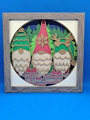 Christmas Gnomes 8x8 inch shadowbox