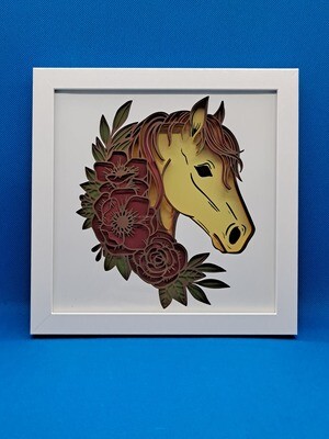 Rose Horse 8x8 inch shadowbox