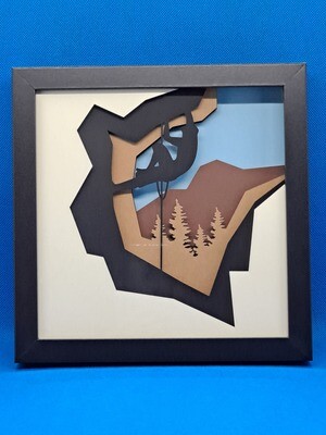 Man Rock Climbing 8x8 inch shadowbox