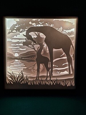 Mother and Baby Giraffe 9x9 Inch Lightbox