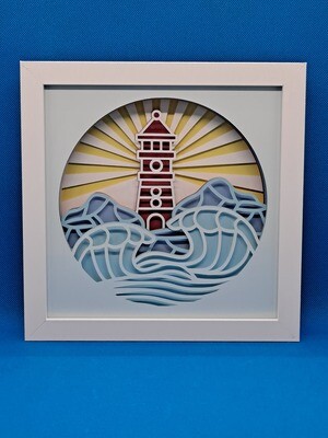 Lighthouse Rocky Waves 2 8x8 inch shadowbox