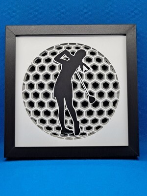 Female Golfer 8x8 inch shadowbox