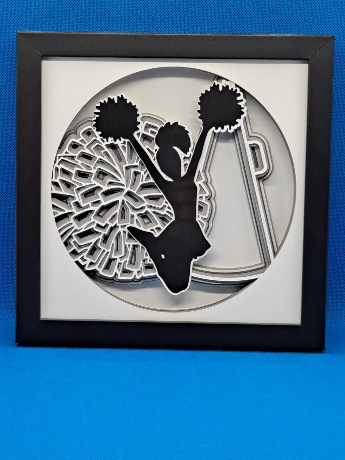 Female Cheerleader 8x8 inch shadowbox