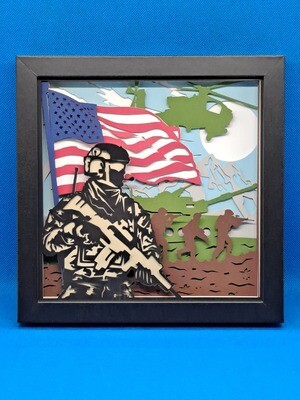 Military 3D 8x8 inch shadowbox