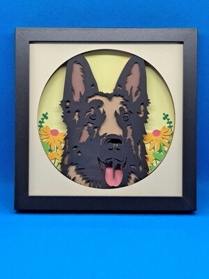 German Shepherd 8x8 inch shadowbox