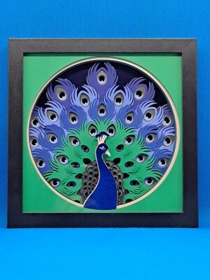 Peacock 8x8 inch shadowbox
