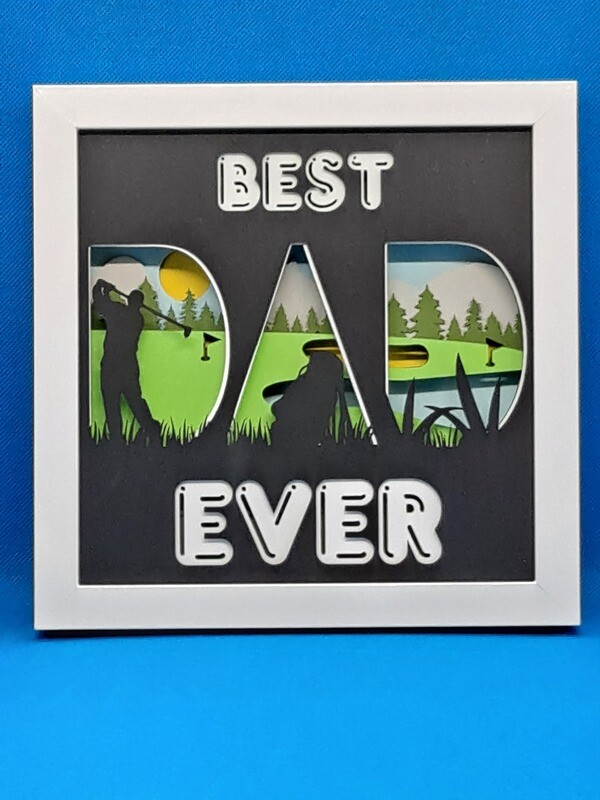 Best Dad Ever Golfing 8x8 inch shadowbox