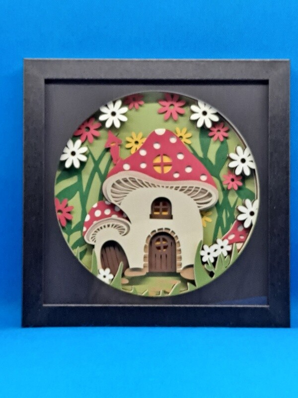 3D Mushroom House 8x8 inch shadowbox