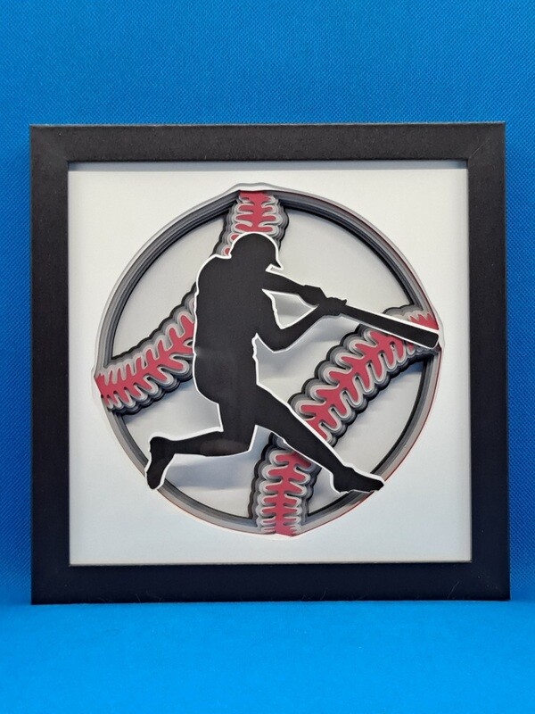 Baseball 3D 8x8 inch shadowbox