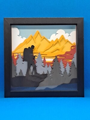Mountain Hiker 3D 8x8 inch shadowbox