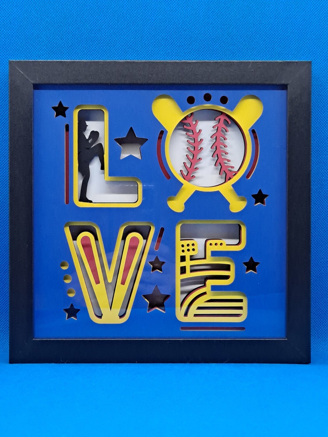 Love Baseball 8x8 inch shadowbox