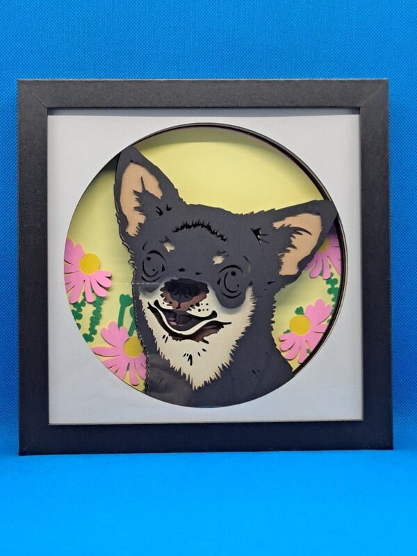 Black Chihuahua 8x8 inch shadowbox