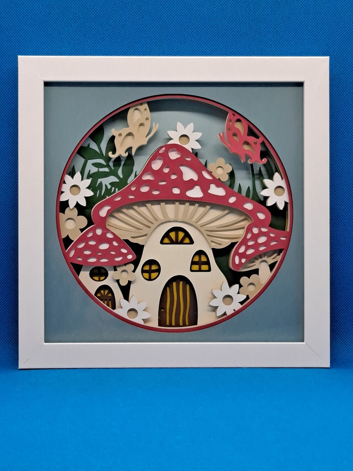 Mushroom House 8x8 inch shadowbox