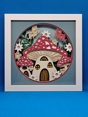 Mushroom House 8x8 inch shadowbox