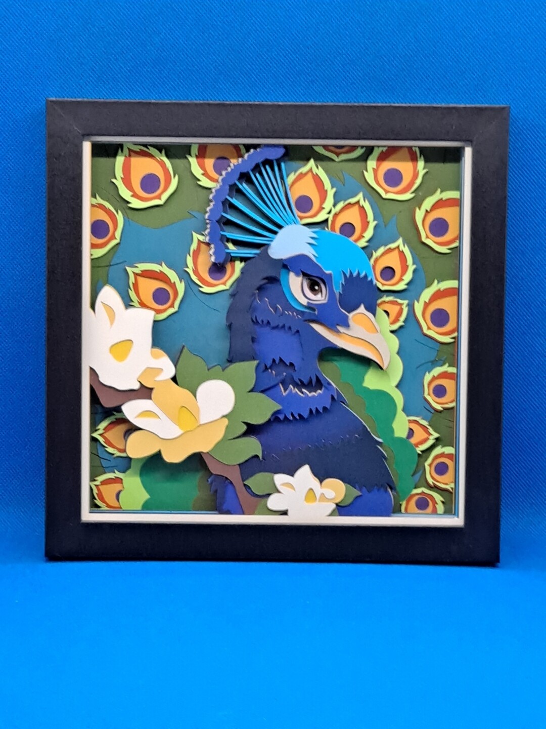 Peacocks 8x8 inch shadowbox