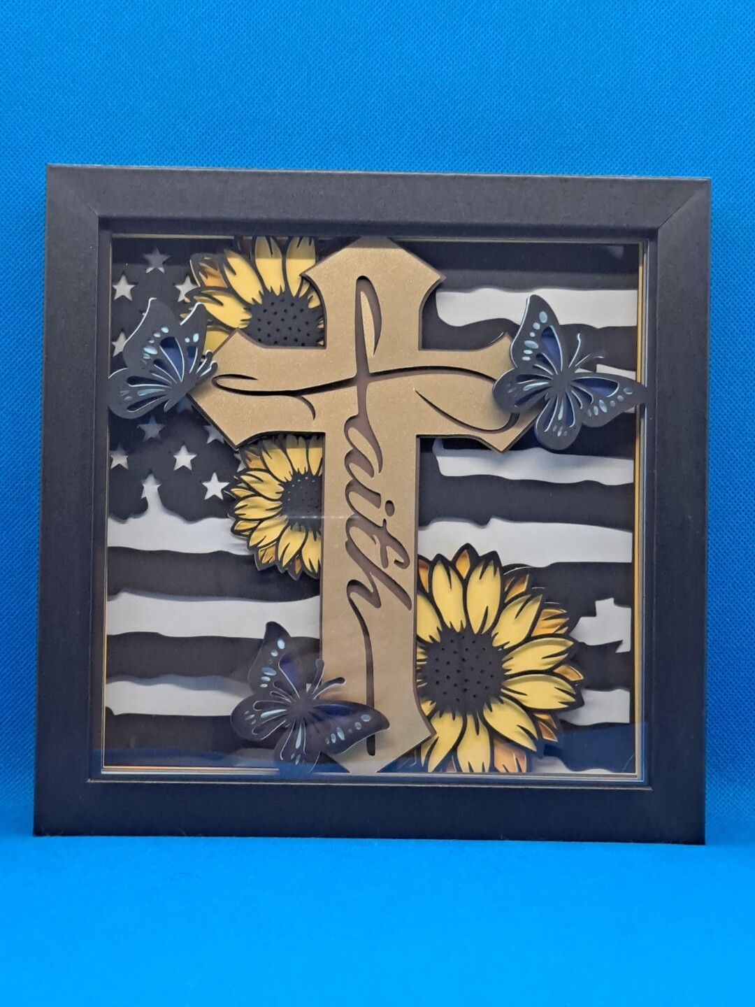 Faith Flag 8x8 inch shadowbox