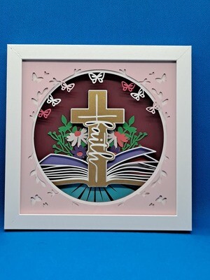 3D Bible with Cross 8x8 inch shadowbox