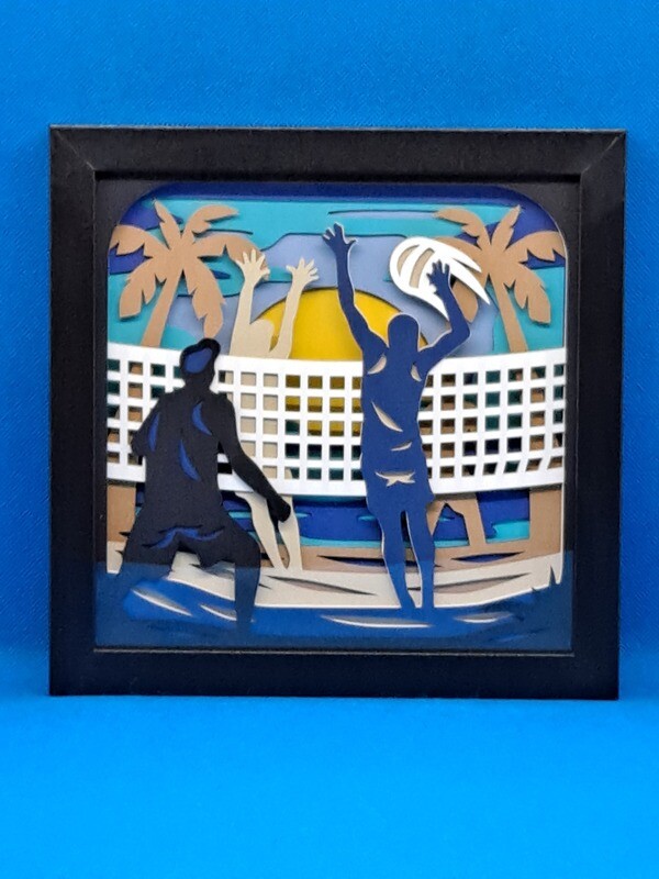 Beach Volleyball 8x8 inch shadowbox
