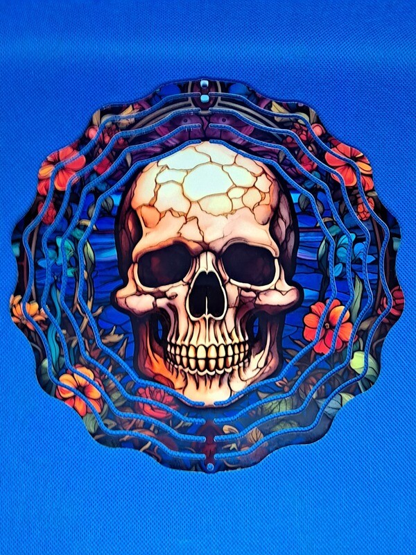Aluminum Skull 8-inch Wind Spinner
