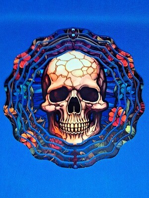 Aluminum Skull 8-inch Wind Spinner