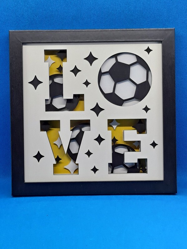 3D Soccer Love 8x8 inch shadowbox
