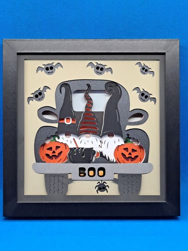 3D Halloween Gnome Truck 8x8 inch shadowbox
