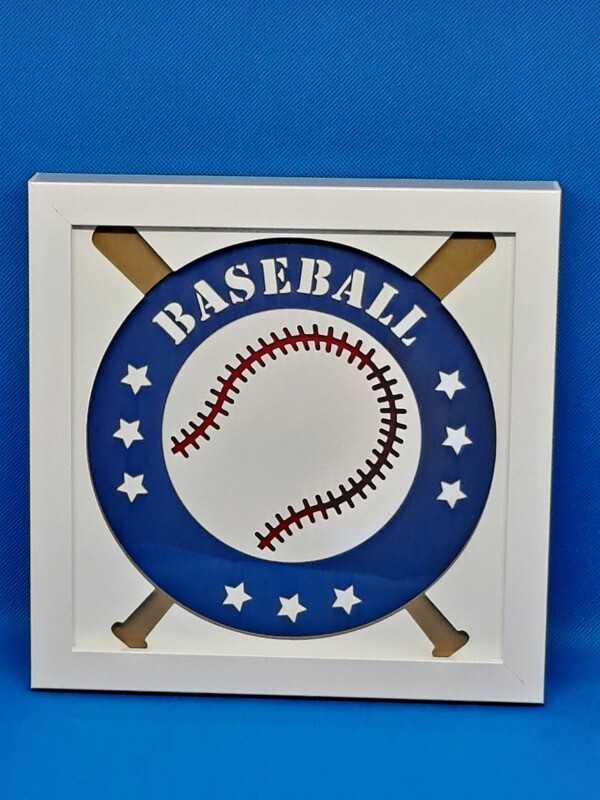 Baseball 3D 8x8 inch shadowbox