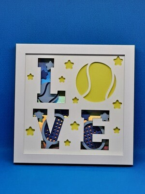 Tennis Love 3D 8x8 inch shadowbox
