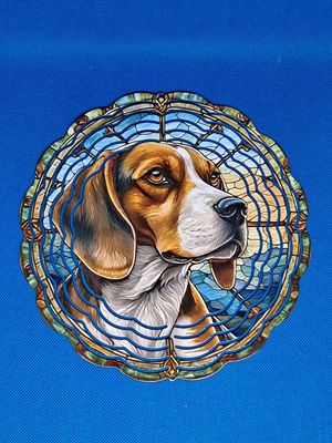 Aluminum Beagle Stained Glass 8-inch Wind Spinner