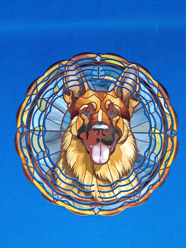 German Shepherd Stained Glass Aluminum 8-inch Wind Spinner
