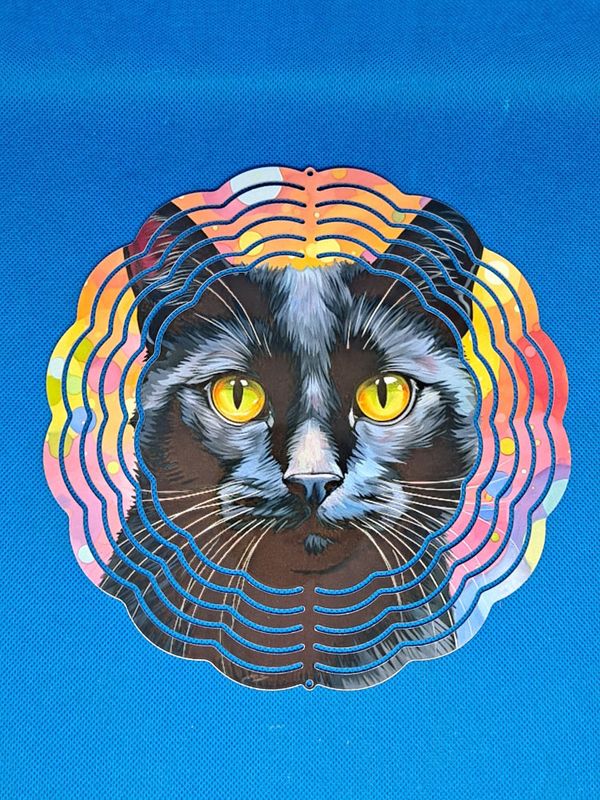 Aluminum Black Cat 8-inch Wind Spinner