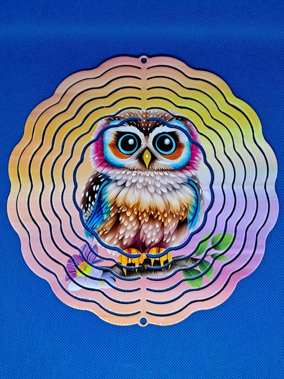 Colorful Owl Aluminum 8-inch Wind Spinner