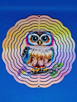 Colorful Owl Aluminum 8-inch Wind Spinner