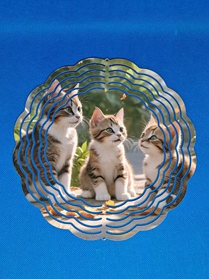 Sitting Kittens Aluminum 8-inch Wind Spinner