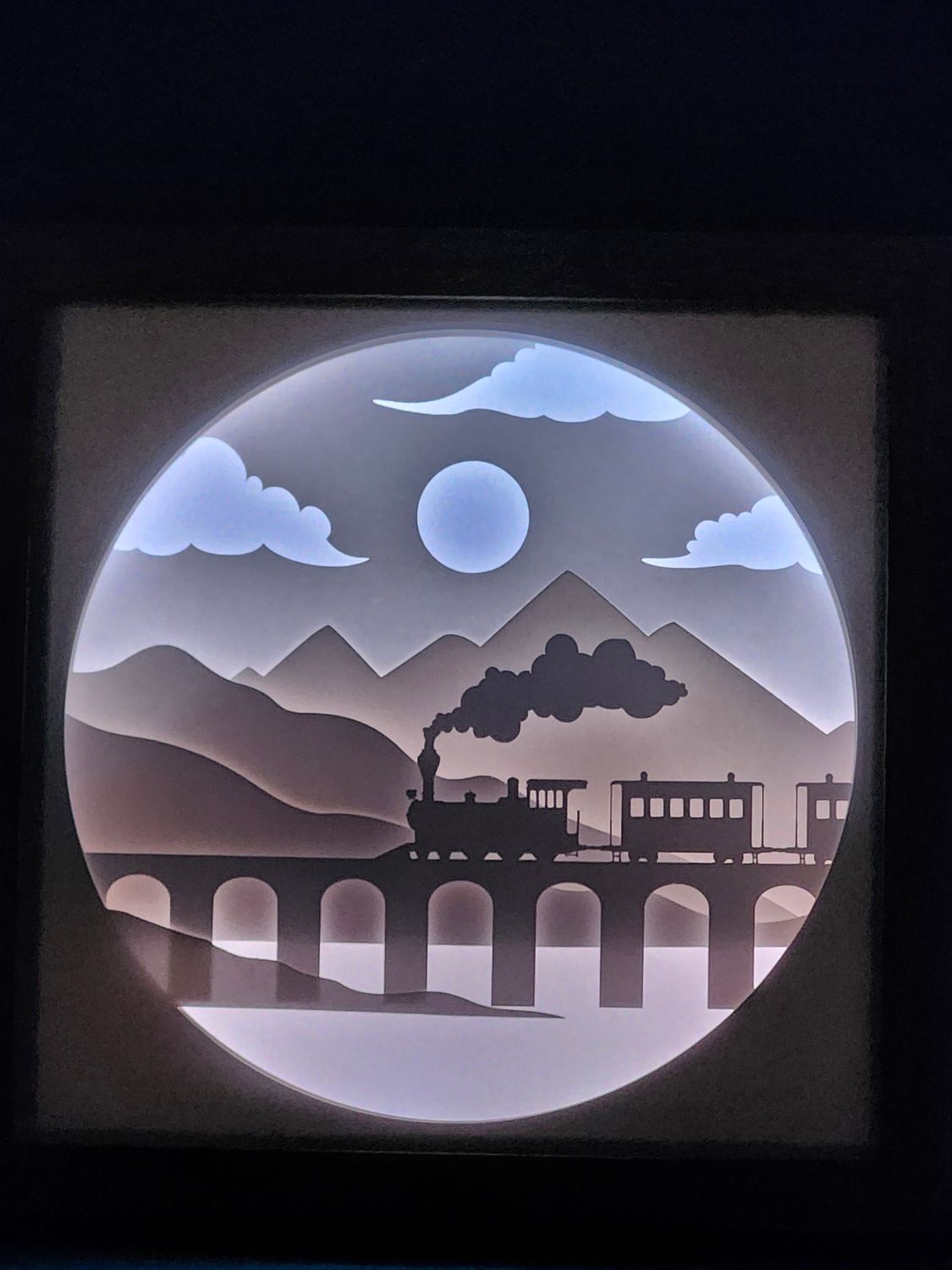 Train on Bridge 9x9 inch lightbox